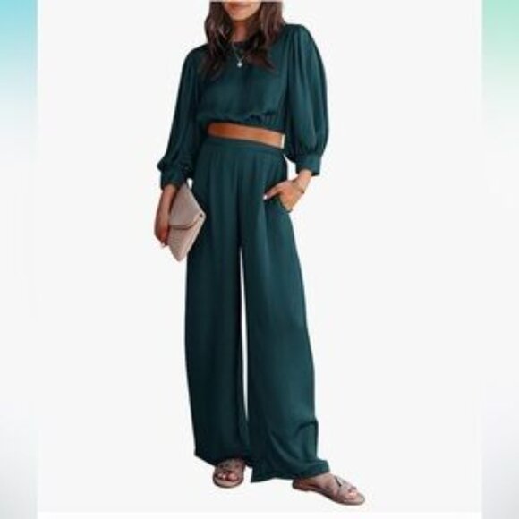 FP 2 Pc Gauze Off the Shoulder Pants Matching Set - Picture 1 of 8